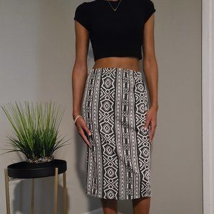 Wrap Skirt Tribal Print in Black and White Women Pencil Sequin Skirt